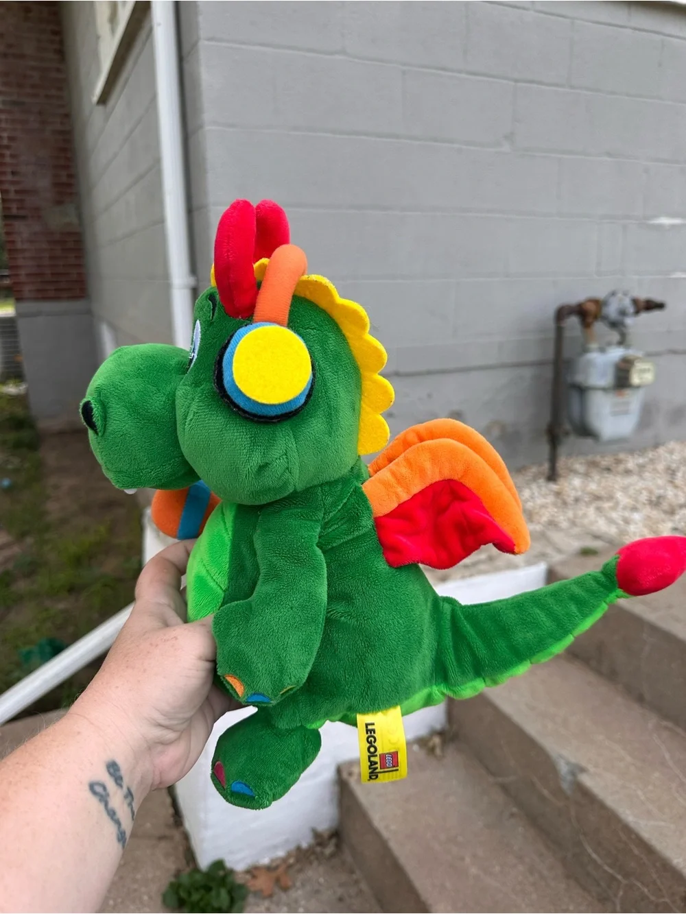 Legoland (rare) Ollie the Dragon DJ  with Colorful Accents - Kids Plush Stuffy